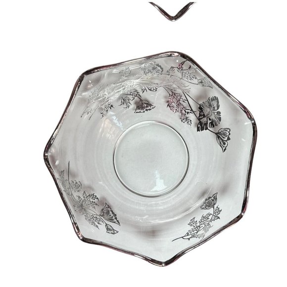 Silver City glass Silver overlay poppy floral ruffle rim 1940s Flanders bowls‎ - Picture 9 of 10